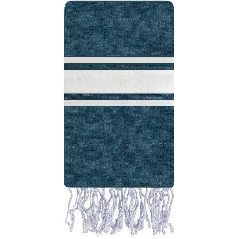 Tapis berbère Fouta Méditerranée Toile - 100x200 - Bleu - 100% coton Serviette fouta originale de Tunisie. Format classique 100x