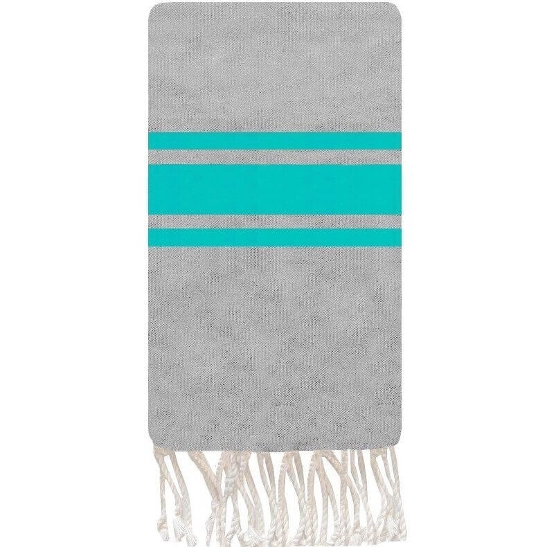 Tapis berbère Fouta Baleine Toile - 100x200 - Gris/Bleu - 100% coton Serviette fouta originale de Tunisie. Format classique 100x