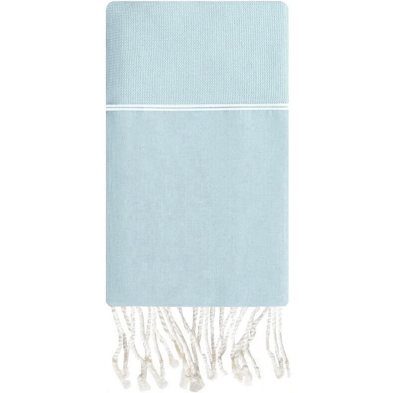 Tapis berbère Fouta Europa Nattée - 100x200 - Bleu - 100% coton Serviette fouta originale de Tunisie. Format classique 100x200 c