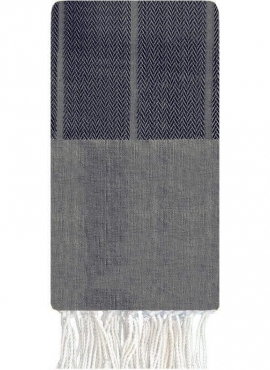 Berber carpet Fouta Hortensia Herringbone - 100x200 - Dark blue - 100% cotton Original fouta towel from Tunisia. Classic format 