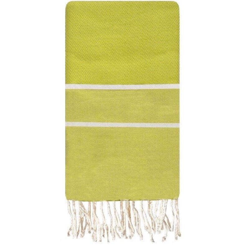 Tapis berbère Fouta Bois Chevrons - 100x200 - Vert lime - 100% coton Serviette fouta originale de Tunisie. Format classique 100x