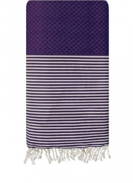 tappeto berbero Fouta Figue Nido d'ape - 100x200 - Melanzana - 100% cotone Asciugamano originale fouta dalla Tunisia. Formato cl