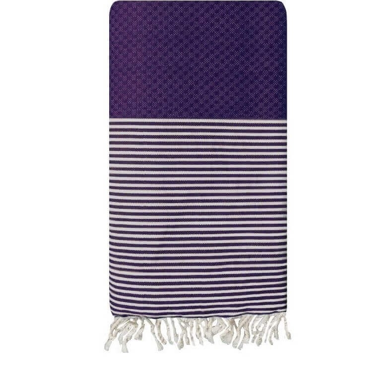 Alfombra bereber Fouta Figue Panal - 100x200 - Berenjena - 100% algodón Toalla fouta original de tunez. Formato clásico 100x200 