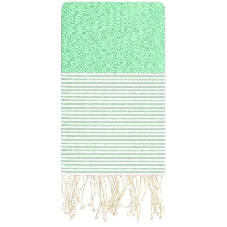 Berber carpet Fouta Menthe Honeycomb - 100x200 - Green - 100% cotton Original fouta towel from Tunisia. Classic format 100x200 c