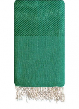 Berber carpet Fouta Aventurine Honeycomb - 100x200 - Green - 100% cotton Original fouta towel from Tunisia. Classic format 100x2