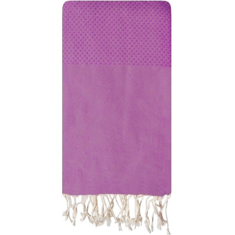 Tapis berbère Fouta Lilas Nid d'abeille - 100x200 - Violet - 100% coton Serviette fouta originale de Tunisie. Format classique 1