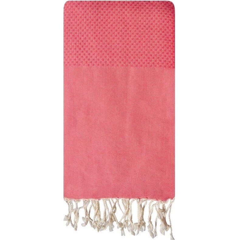 Tapis berbère Fouta Barbapapa Nid d'abeille - 100x200 - Rose - 100% coton Serviette fouta originale de Tunisie. Format classique