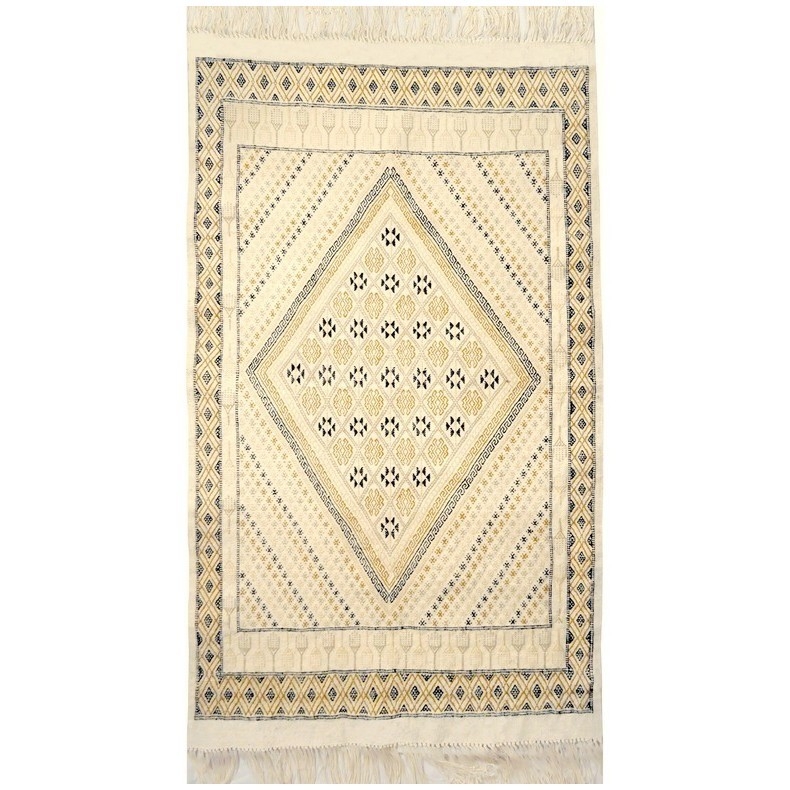 Berber Teppich Teppich Margoum Sefnou 115x190 Beige (Handgefertigt, Wolle, Tunesien) Tunesischer Margoum-Teppich aus der Stadt K