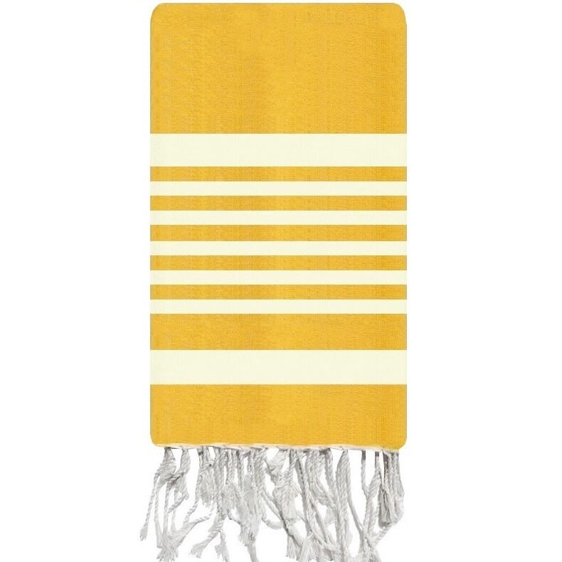 Tapis berbère Fouta Handmade Dune - 100x200 - Jaune - 100% coton Format classique 100x200 cm, 100% lin. Entièrement tissées sur 