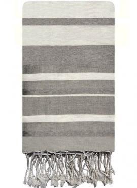 Berber carpet Fouta Handmade Pierre - 100x200 - Grey/Eggshell - 100% cotton Classic format 100x200 cm, 100% linen. Entirely wove