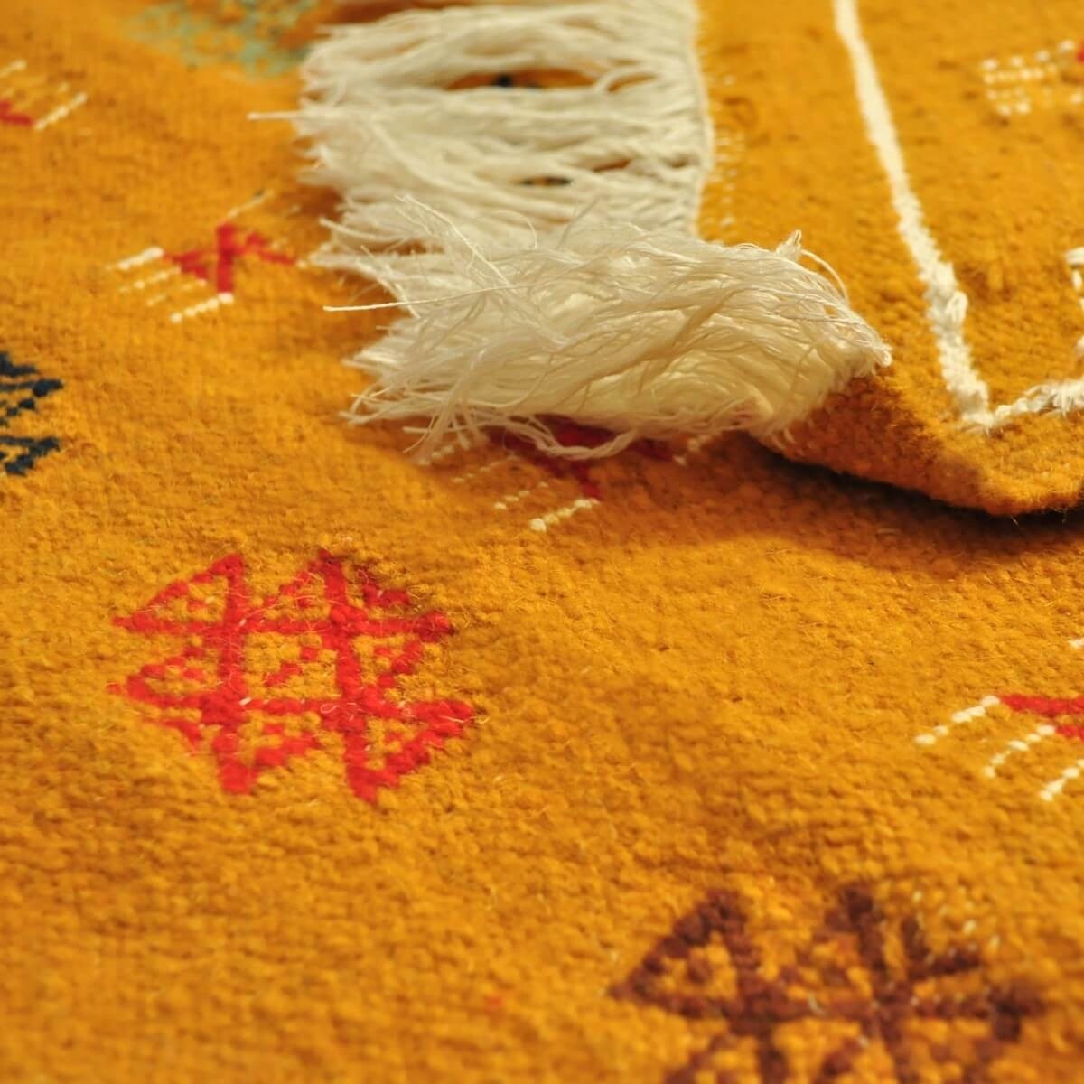 Berber tapijt Tapijt Kilim Waha 60 x 107 Jeel/Rood/Groen (Handgeweven, Wol, Tunesië) Tunesisch kilimdeken, Marokkaanse stijl. Re