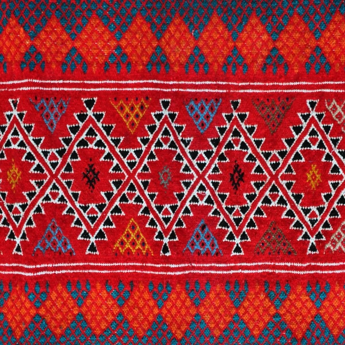 tappeto berbero Tappeto Kilim Mellila 60x100 Rosso/Blu (Fatto a mano, Lana, Tunisia) Tappeto kilim tunisino, in stile marocchino
