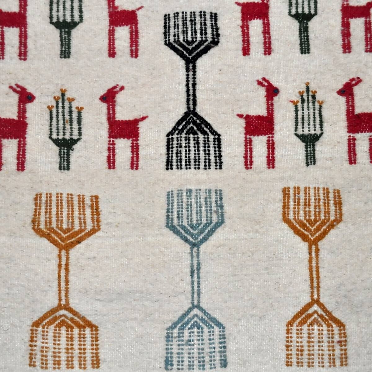 Alfombra bereber Alfombra Kilim El Batan 60x110 Gris/Negro/Rojo (Hecho a mano, Lana) Alfombra kilim tunecina, estilo marroquí. A