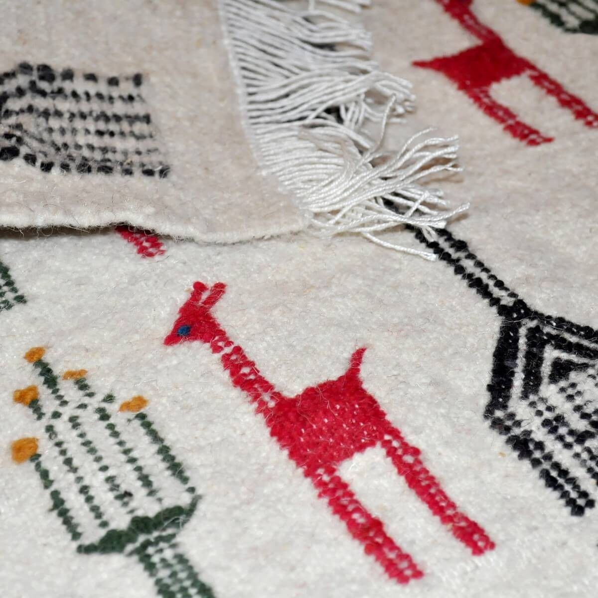 Tapete berbere Tapete Kilim El Batan 60x110 Cinza/Preto/Vermelho (Tecidos à mão, Lã) Tapete tunisiano kilim, estilo marroquino. 