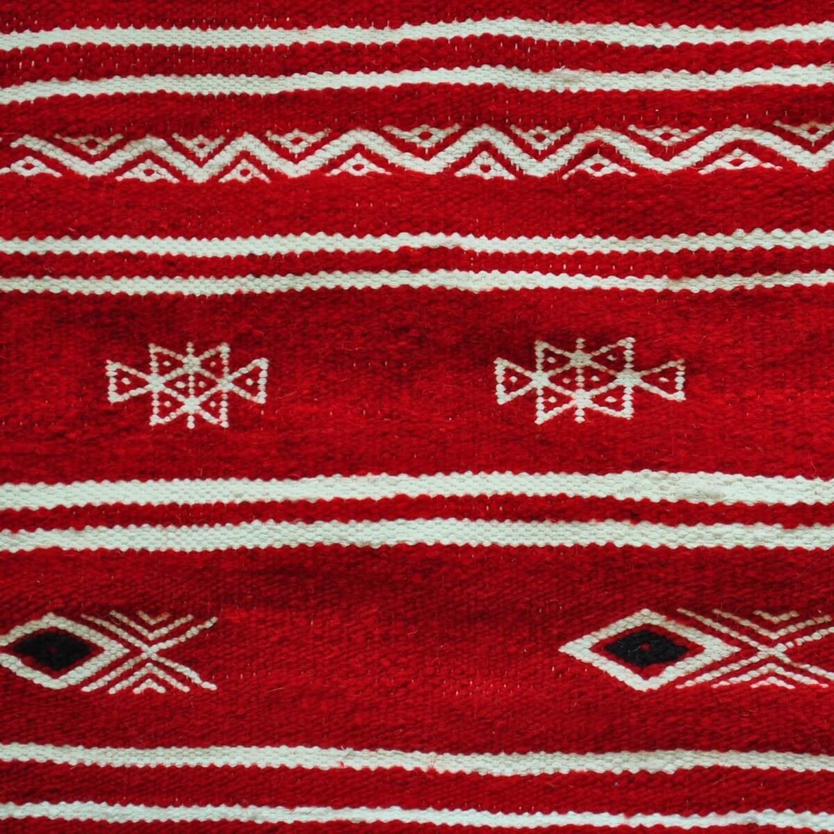 Tapis berbère Tapis Kilim Rekka 60x100 Rouge/Blanc (Tissé main, Laine, Tunisie) Tapis kilim tunisien style tapis marocain. Tapis