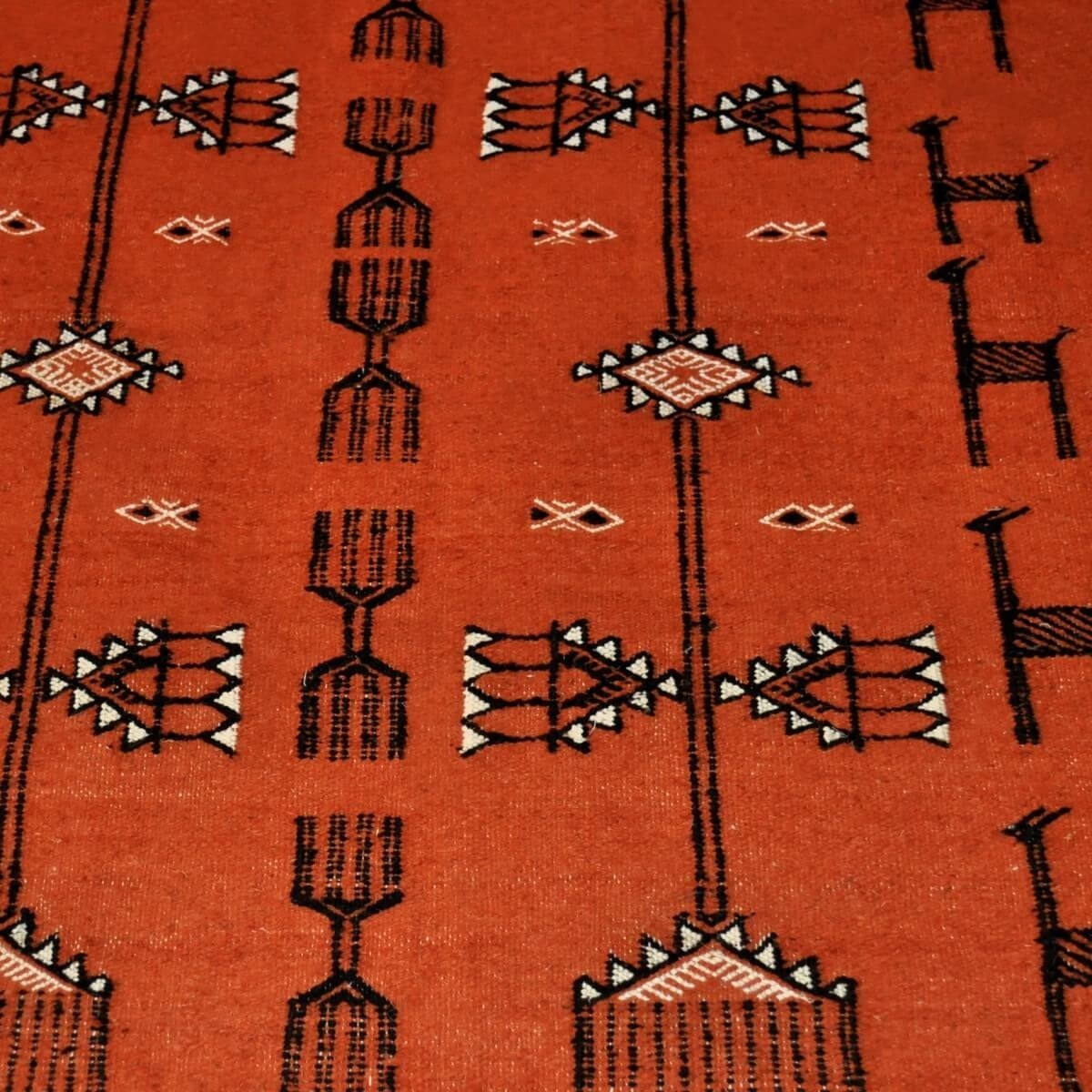 Tapete berbere Tapete Kilim Azumar 95x170 Laranja/Preto (Tecidos à mão, Lã, Tunísia) Tapete tunisiano kilim, estilo marroquino. 