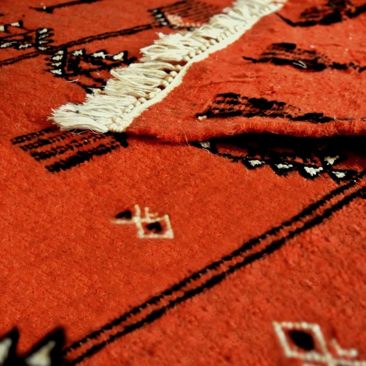 Tapete berbere Tapete Kilim Azumar 95x170 Laranja/Preto (Tecidos à mão, Lã, Tunísia) Tapete tunisiano kilim, estilo marroquino. 