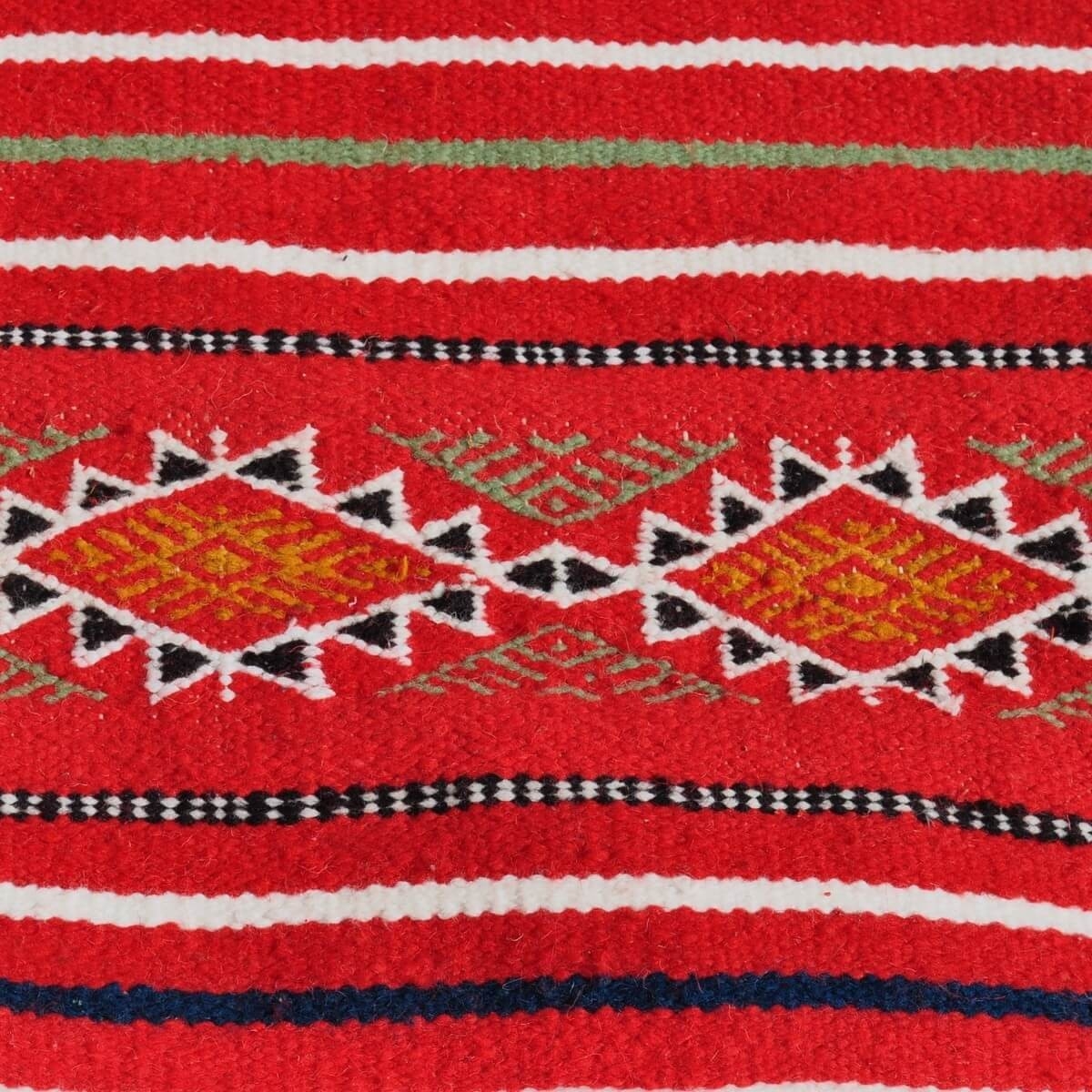 Berber tapijt Tapijt Kilim Agadir 115x200 Rood (Handgeweven, Wol, Tunesië) Tunesisch kilimdeken, Marokkaanse stijl. Rechthoekig 