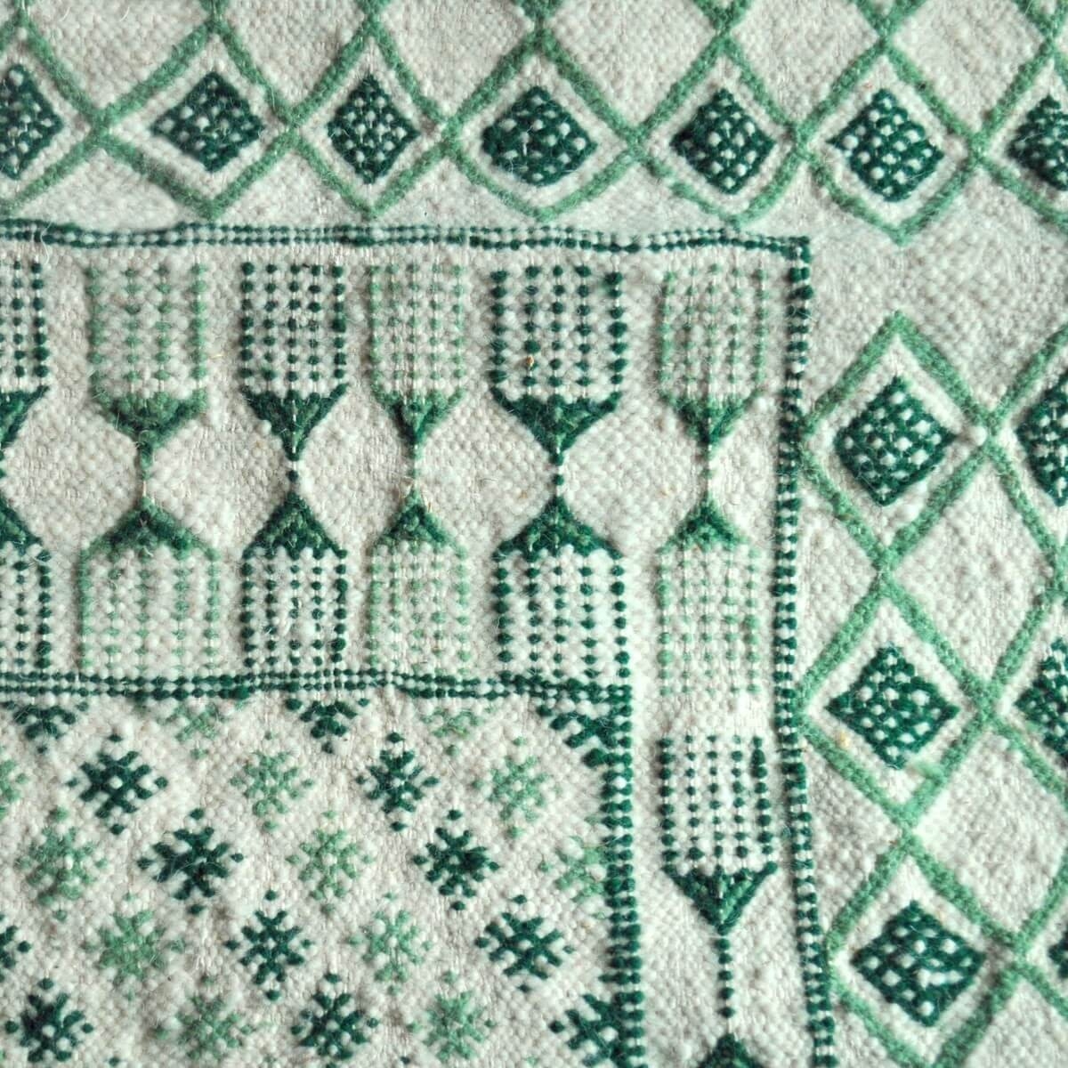 Berber Teppich Teppich Margoum Zembra 120x190 Grün/Weiß (Handgefertigt, Wolle, Tunesien) Tunesischer Margoum-Teppich aus der Sta