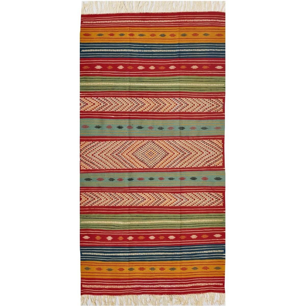 tappeto berbero Tappeto Kilim Matmata 110x210 Multicolore (Fatto a mano, Lana, Tunisia) Tappeto kilim tunisino, in stile marocch