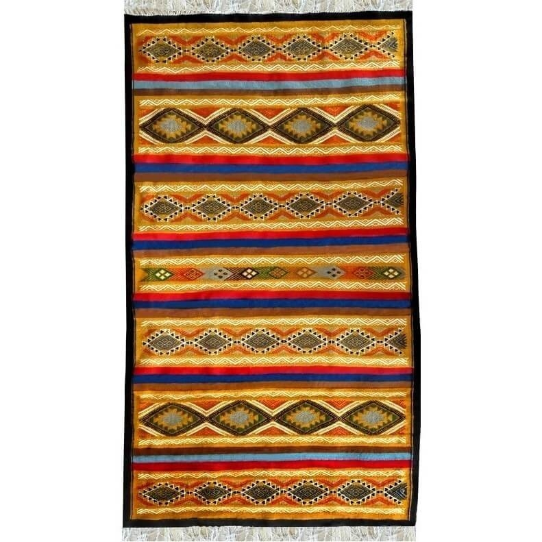 Tapete berbere Tapete Kilim Chahloul 100x180 Amarelo/Multicor (Tecidos à mão, Lã) Tapete tunisiano kilim, estilo marroquino. Tap