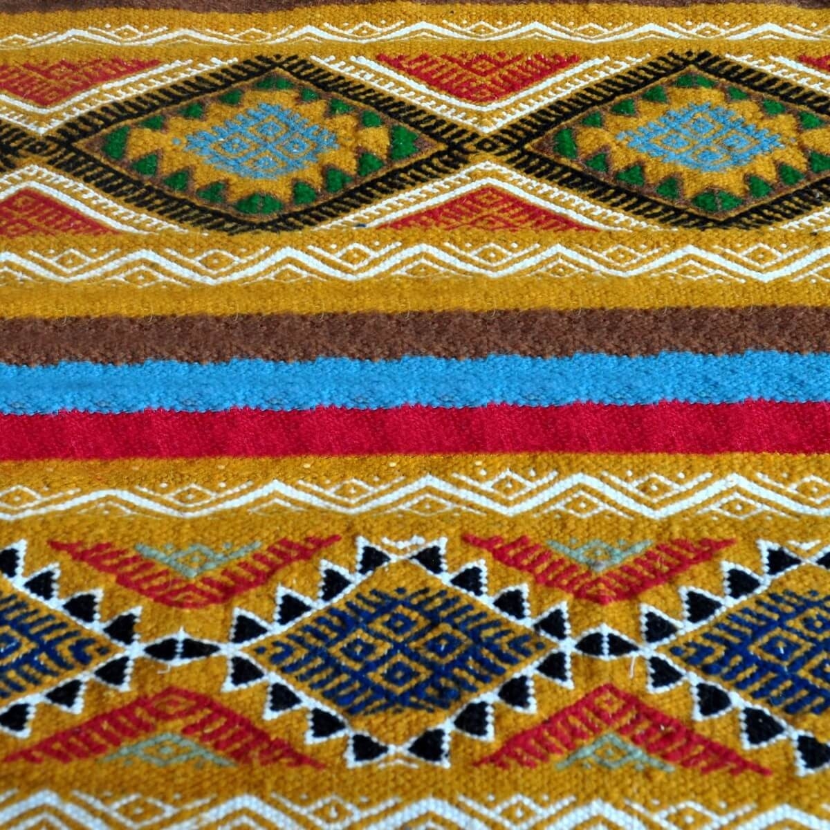 Tapete berbere Tapete Kilim Chahloul 100x180 Amarelo/Multicor (Tecidos à mão, Lã) Tapete tunisiano kilim, estilo marroquino. Tap