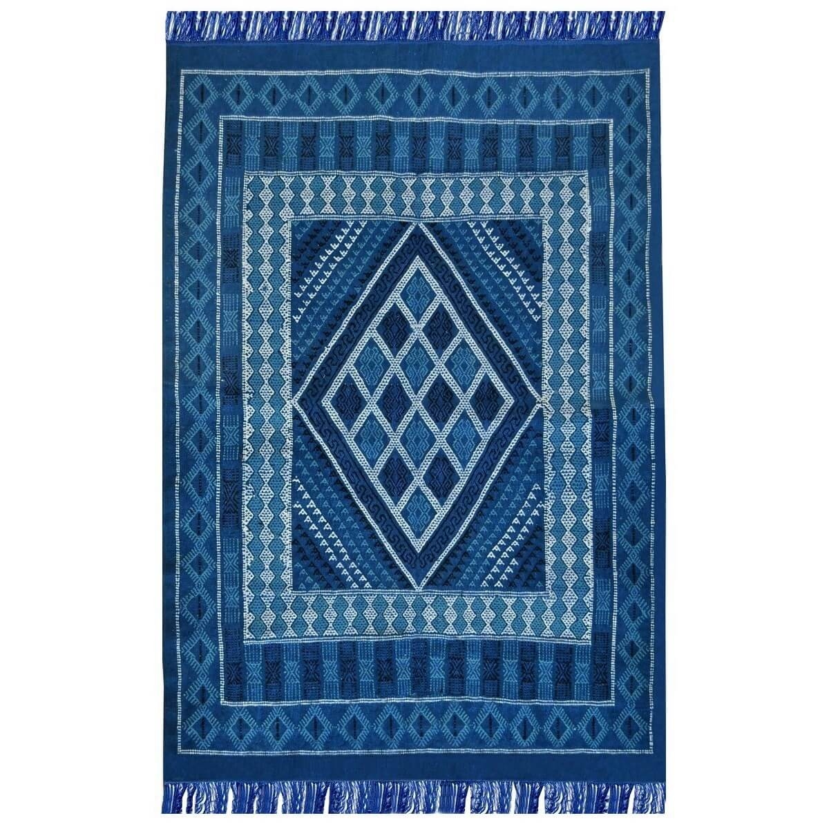 Berber Teppich Teppich Margoum Nidhal 120x180 Blau/Weiß (Handgefertigt, Wolle, Tunesien) Tunesischer Margoum-Teppich aus der Sta