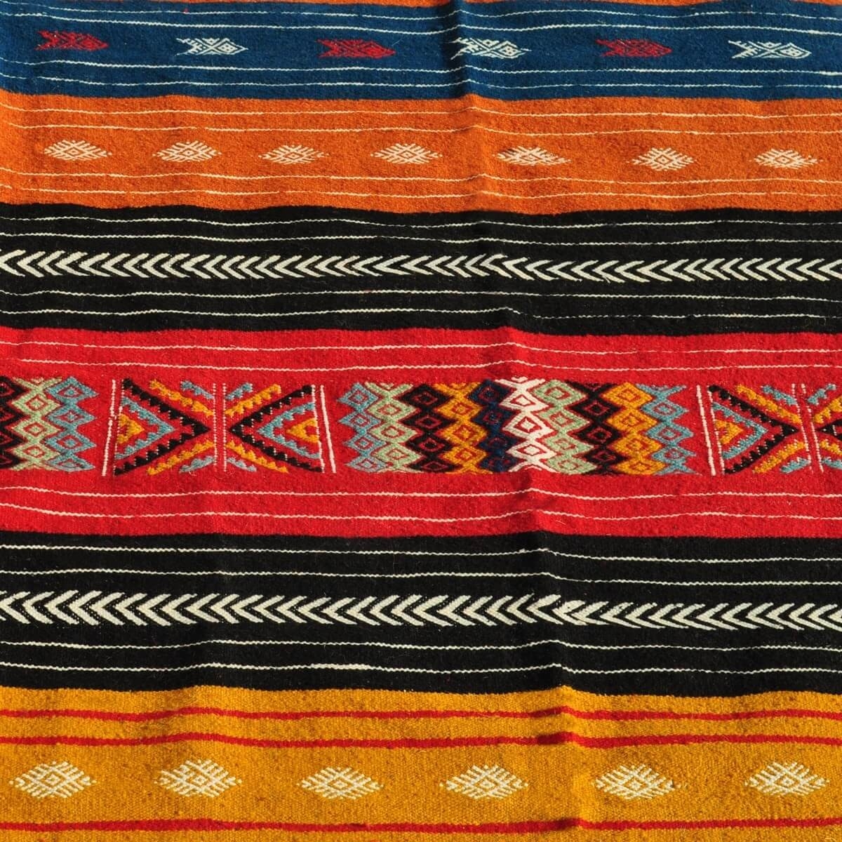 tappeto berbero Tappeto Kilim Tazarka 115x220 Multicolore (Fatto a mano, Lana, Tunisia) Tappeto kilim tunisino, in stile marocch