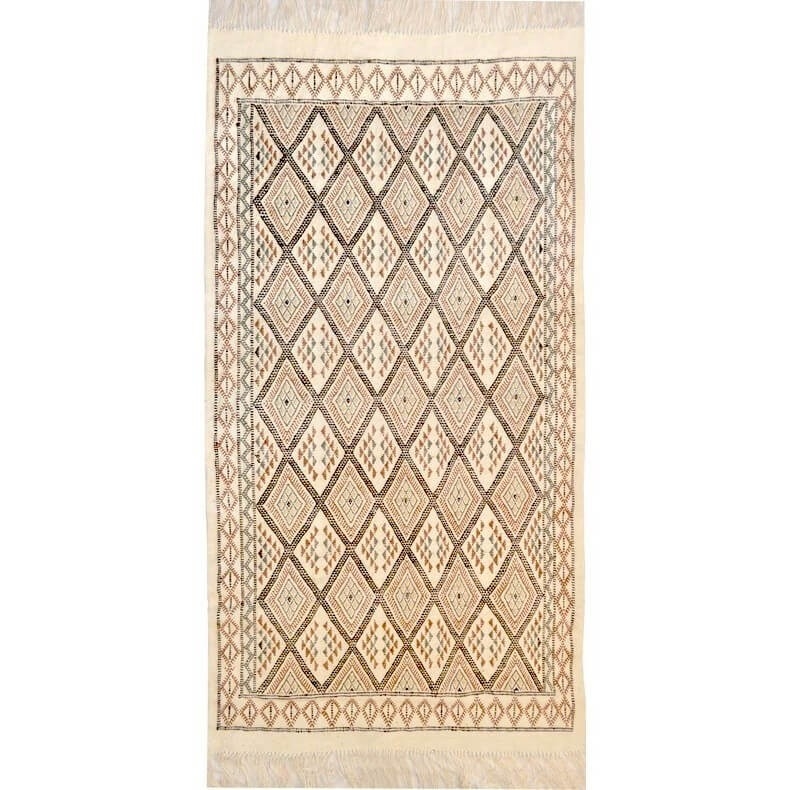 Berber carpet Rug Margoum Mansoura 110x200 Beige/Brown (Handmade, Wool) Tunisian margoum rug from the city of Kairouan. Rectangu