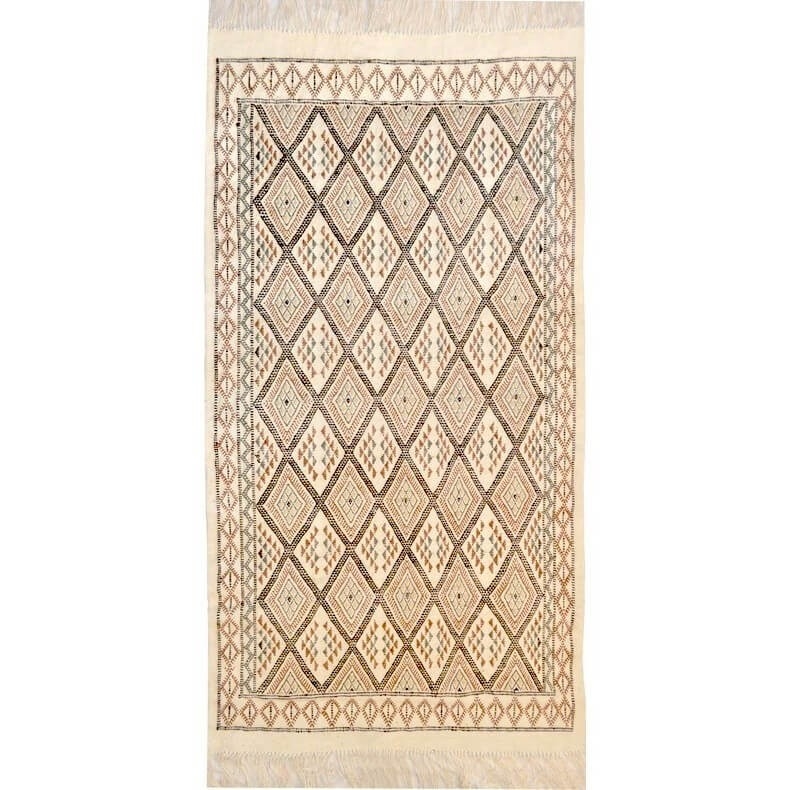 Berber Teppich Teppich Margoum Mansoura 110x200 Beige/Braun (Handgefertigt, Wolle) Tunesischer Margoum-Teppich aus der Stadt Kai