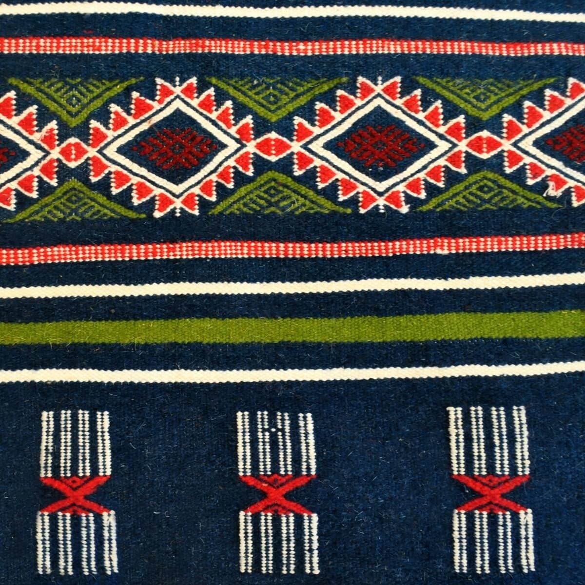 Berber carpet Rug Kilim Tajrouine 115x200 Blue/Green/Red (Handmade, Wool) Tunisian Rug Kilim style Moroccan rug. Rectangular car