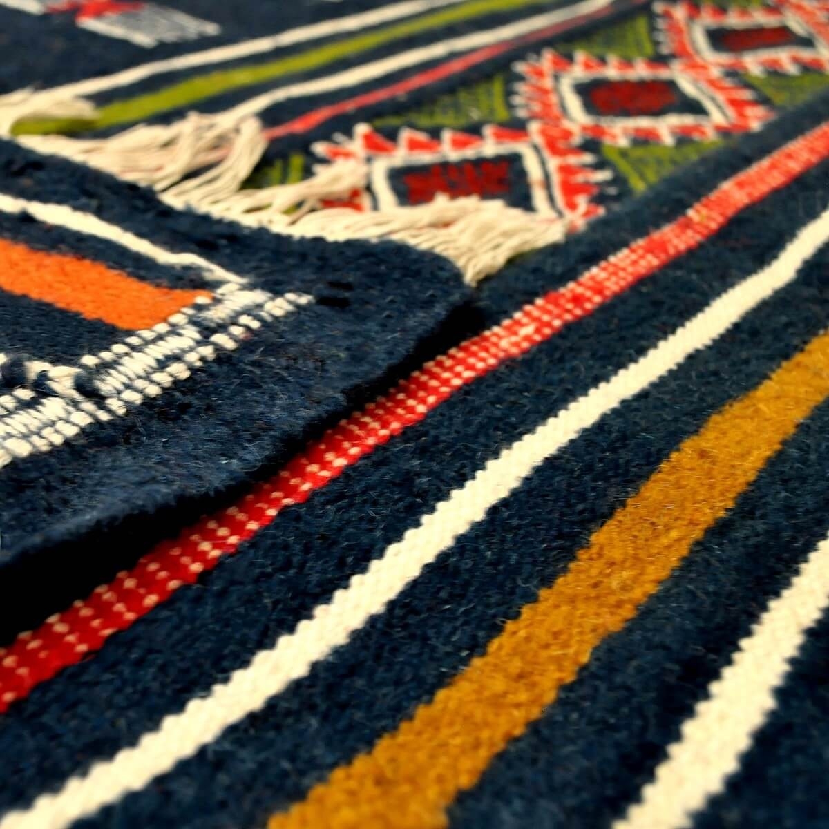 tappeto berbero Tappeto Kilim Tajrouine 115x200 Blu/Verde/Rosso (Fatto a mano, Lana) Tappeto kilim tunisino, in stile marocchino