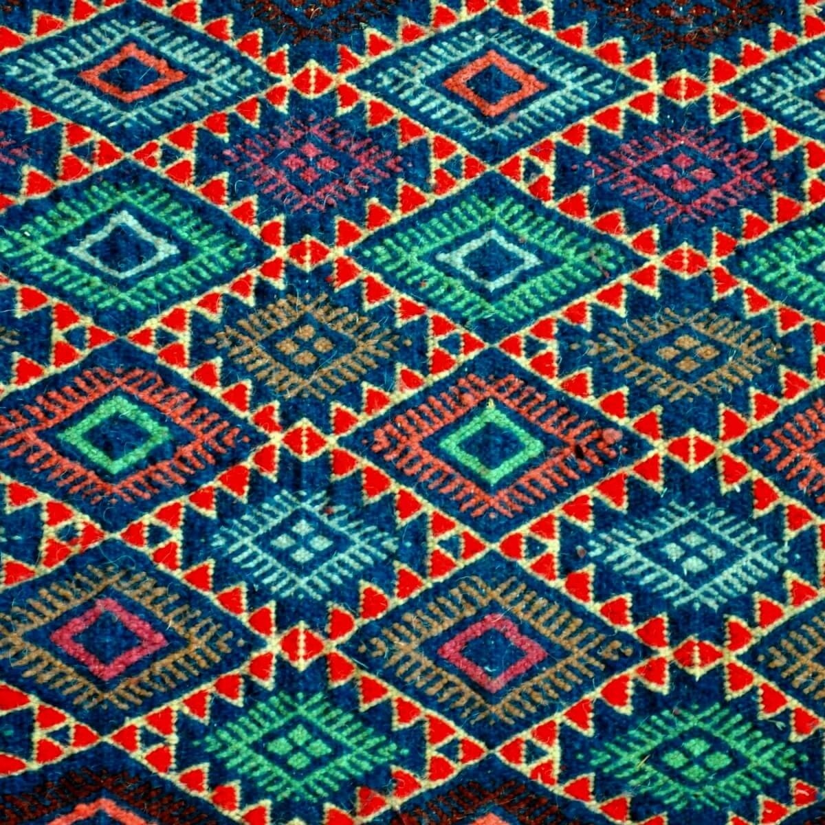 Berber Teppich Teppich Kelim Nassim 120x195 Blau/Rot/Grün (Handgewebt, Wolle) Tunesischer Kelim-Teppich im marokkanischen Stil. 