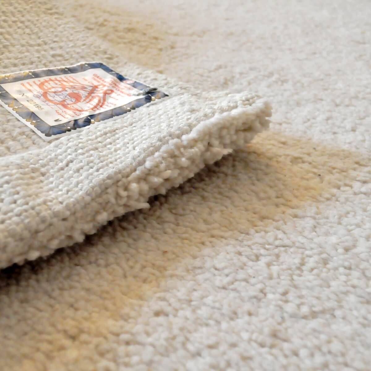 Berber Teppich Teppich Wolle Weiß Faouar 120x190 (Handgefertigt, Tunesien) Tunesischer Berber-Teppich aus weißer Wolle, hohes Ha