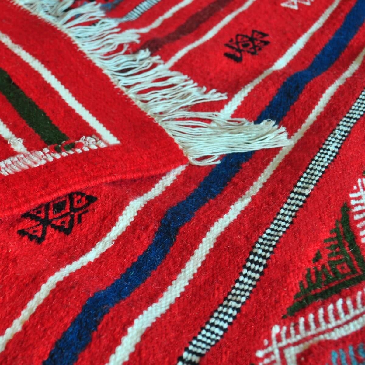 Berber carpet Rug Kilim Soumoud 137x240 Red/Yellow/Blue (Handmade, Wool) Tunisian Rug Kilim style Moroccan rug. Rectangular carp