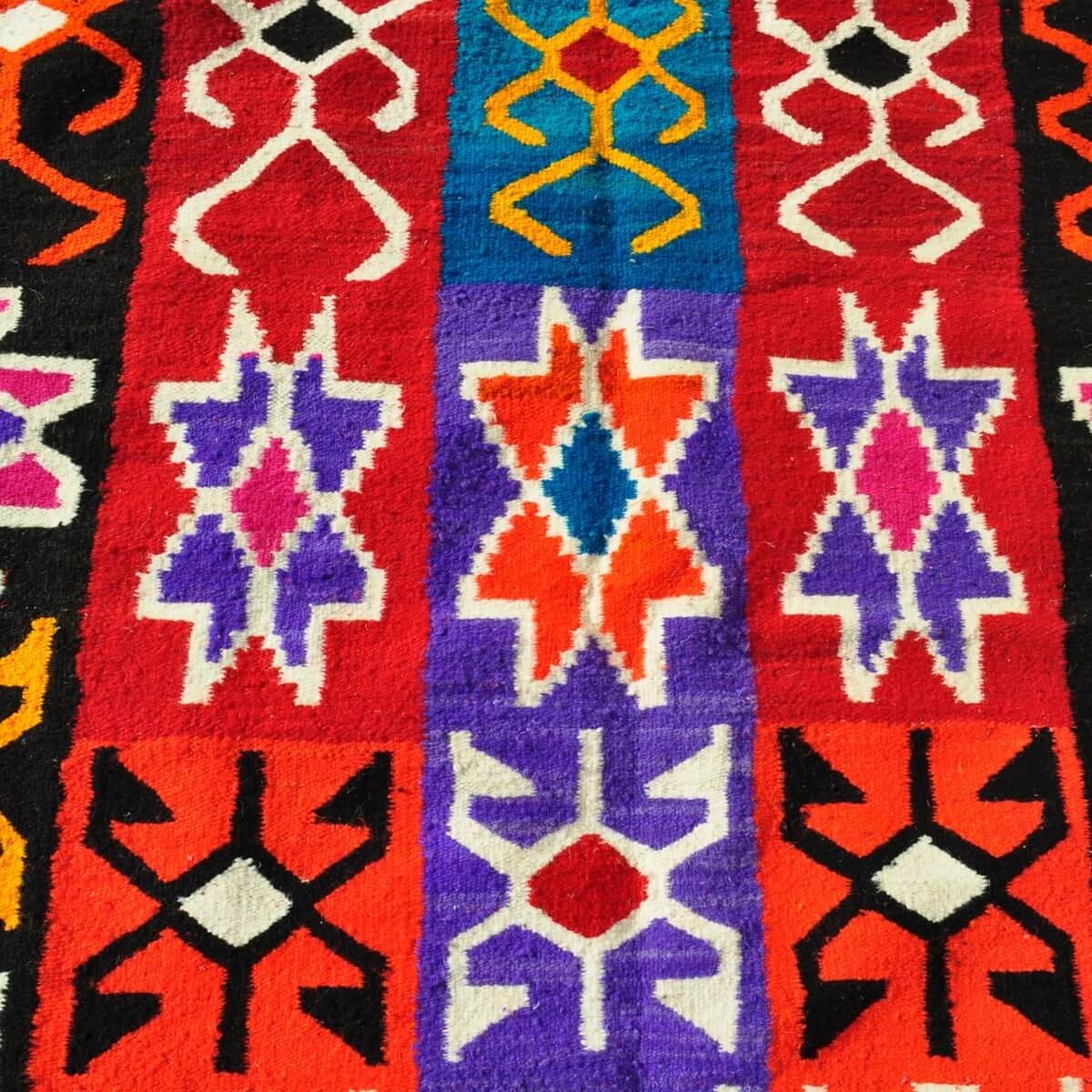 Berber Teppich Großer Teppich Kelim Sama 135x240 Mehrfarben (Handgewebt, Wolle, Tunesien) Tunesischer Kelim-Teppich im marokkani