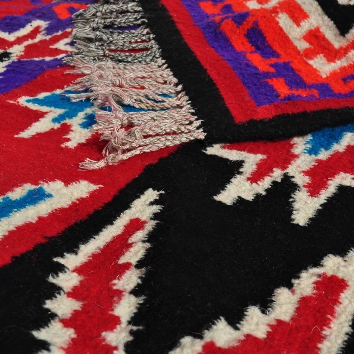 Berber Teppich Großer Teppich Kelim Sama 135x240 Mehrfarben (Handgewebt, Wolle, Tunesien) Tunesischer Kelim-Teppich im marokkani