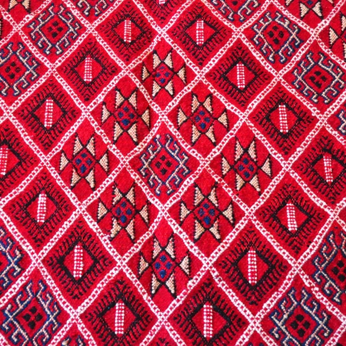 Tapete berbere Grande Tapete Margoum Souma 195x305 Vermelho (Artesanal, Lã, Tunísia) Tapete Margoum tunisino da cidade de Kairou