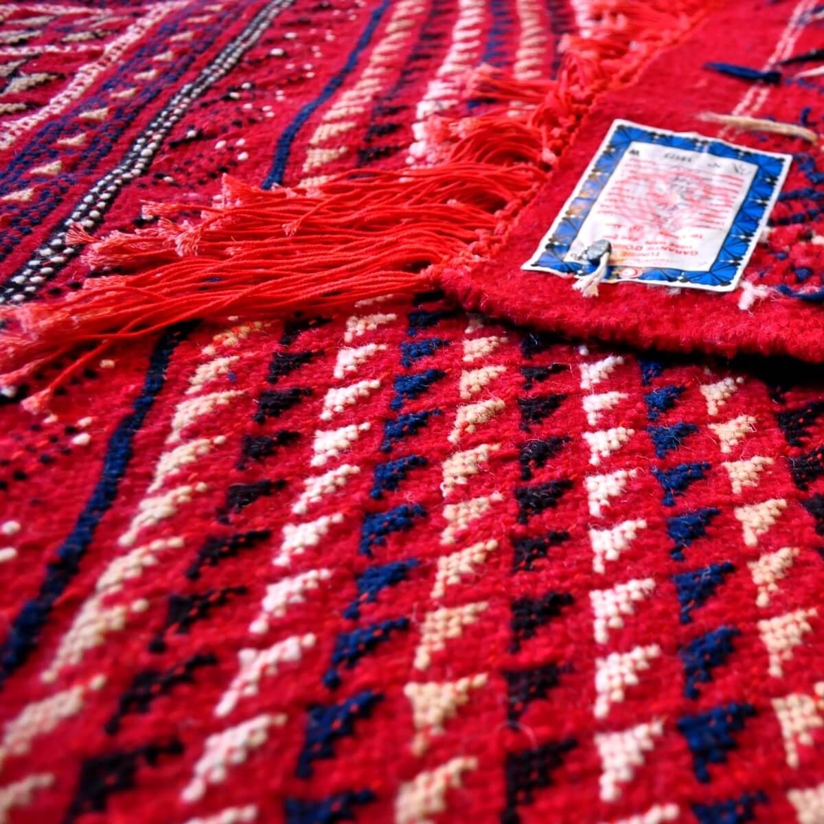 Alfombra bereber Alfombra grande Margoum Souma 195x305 Rojo (Hecho a mano, Lana, Túnez) Alfombra margoum tunecina de la ciudad d