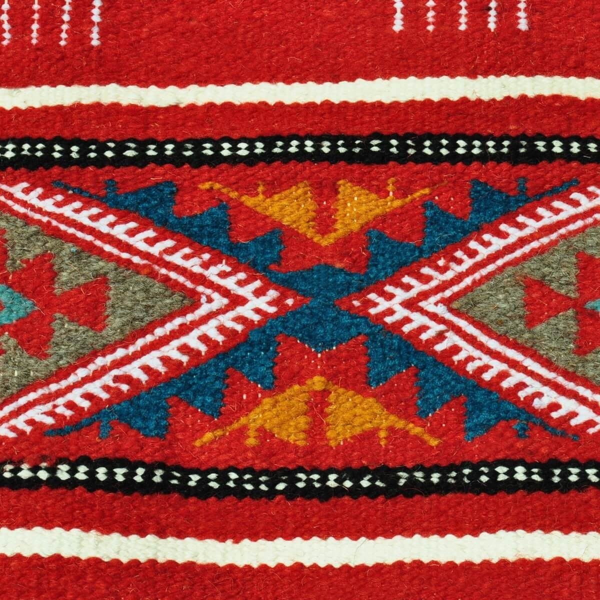 tappeto berbero Grande Tappeto Kilim Bir Salah 180x305 Rosso (Fatto a mano, Lana, Tunisia) Tappeto kilim tunisino, in stile maro