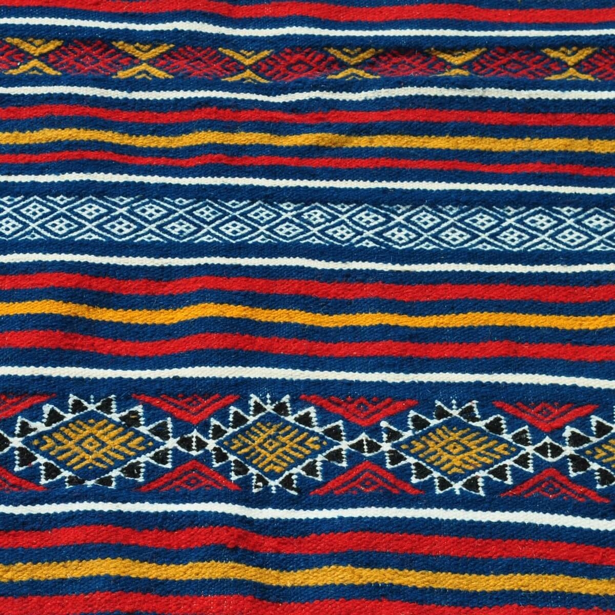 Tapete berbere Tapete Kilim Moknine 135x230 Azul/Amarelo/Vermelho (Tecidos à mão, Lã) Tapete tunisiano kilim, estilo marroquino.