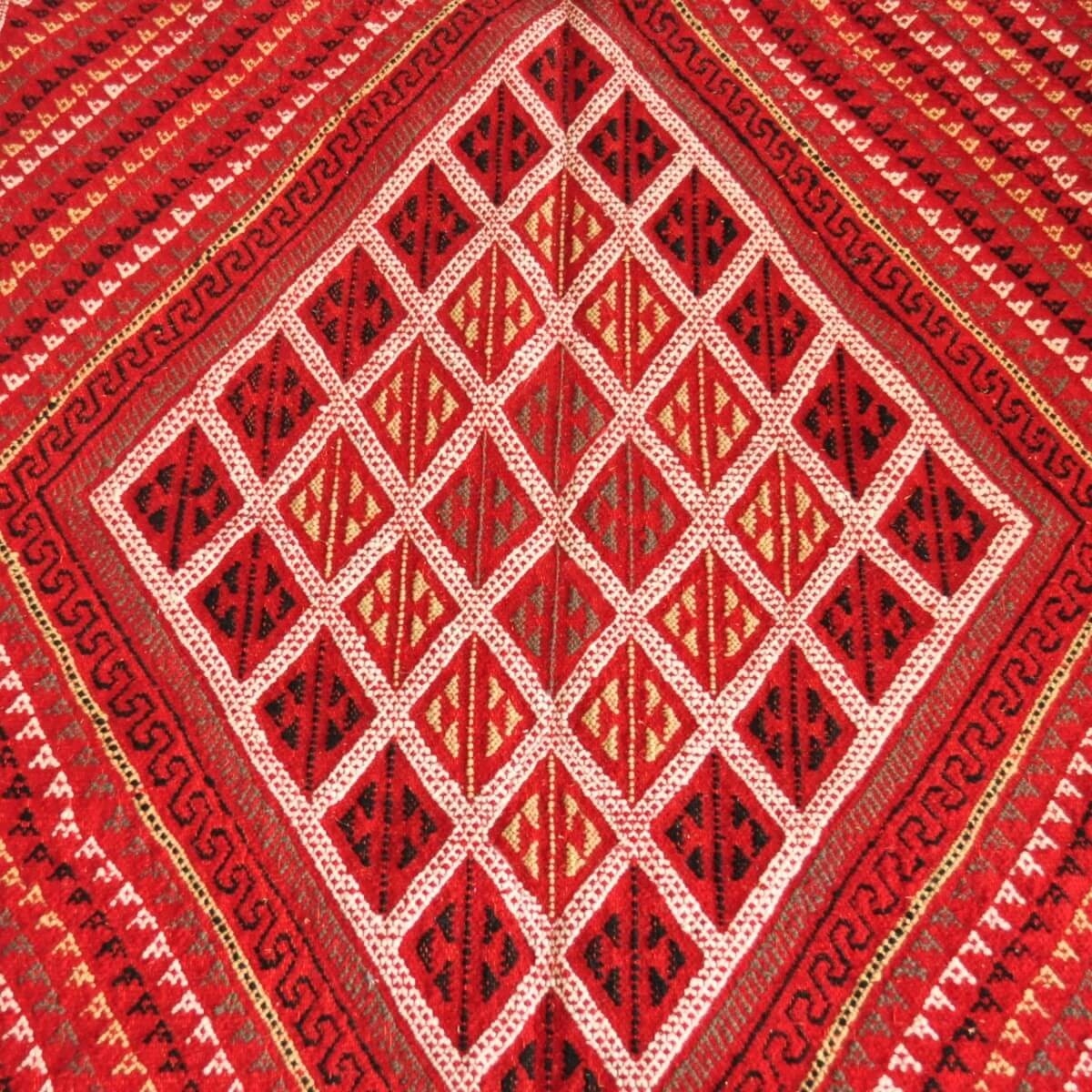 tappeto berbero Grande Tappeto Margoum Ilya 165x255 Rosso (Fatto a mano, Lana, Tunisia) Tappeto margoum tunisino della città di 