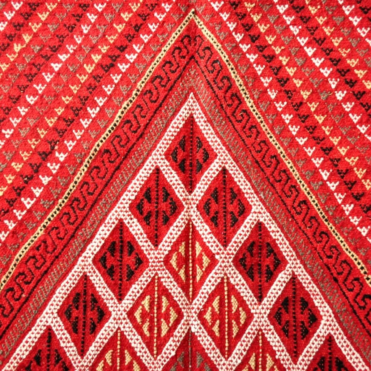 tappeto berbero Grande Tappeto Margoum Ilya 165x255 Rosso (Fatto a mano, Lana, Tunisia) Tappeto margoum tunisino della città di 