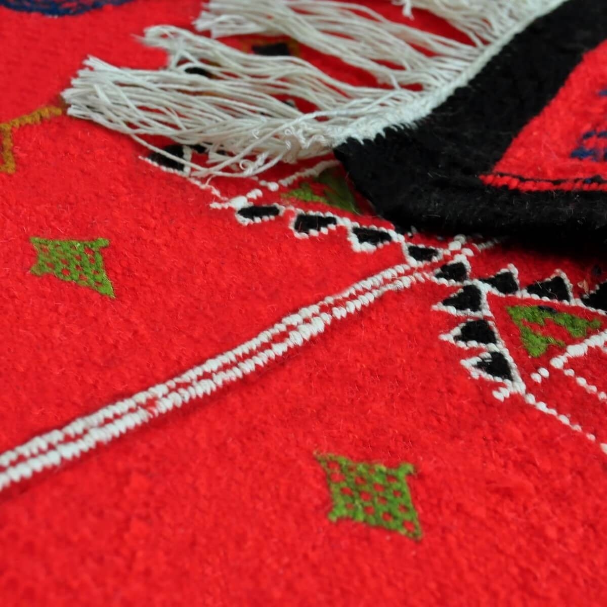 tappeto berbero Tappeto Kilim lungo Bou Arada 65x220 Rosso (Fatto a mano, Lana, Tunisia) Tappeto kilim tunisino, in stile marocc