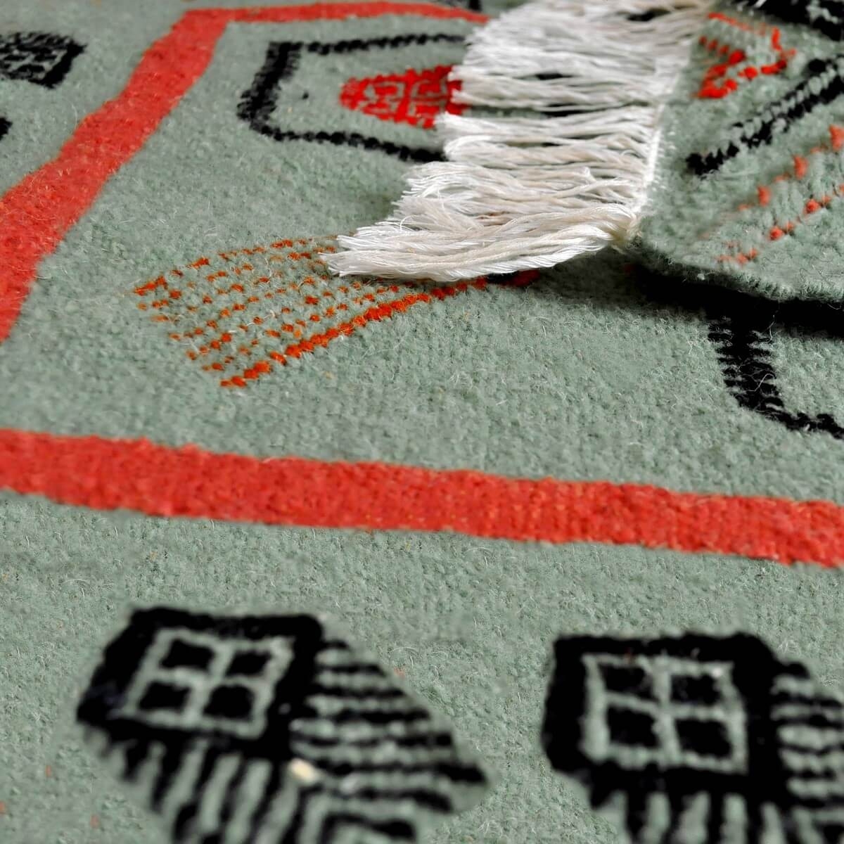 Alfombra bereber Alfombra Kilim largo Aouled 60x215 Azul (Hecho a mano, Lana, Túnez) Alfombra kilim tunecina, estilo marroquí. A
